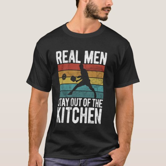 Grappig Echte Mannen blijven uit de keuken. T-shirt (Voorkant)