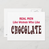 Grappig echte Mannen zoals vrouwen die van chocola Briefkaart (Voorkant / Achterkant)