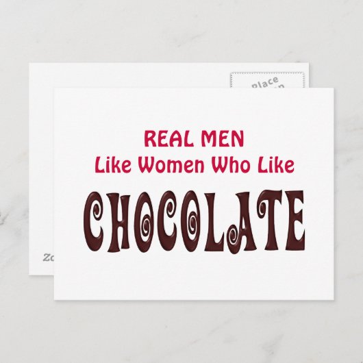 Grappig echte Mannen zoals vrouwen die van chocola Briefkaart (Voorkant / Achterkant)