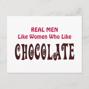 Grappig echte Mannen zoals vrouwen die van chocola Briefkaart