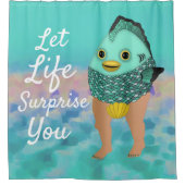 Grappig Echte Zeemeermin met Inspirerend Quote Douchegordijn (Voorkant)