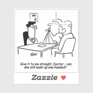 Grappig echtgenote met Broken Arm Cartoon. Sticker