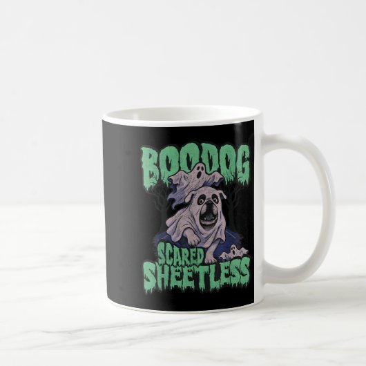 Grappig Ed Engels Bulldog Halloween, Boodog Ghost Koffiemok (Rechts)