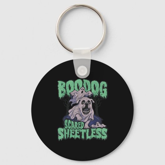 Grappig Ed Engels Bulldog Halloween, Boodog Ghost  Sleutelhanger (Voorkant)