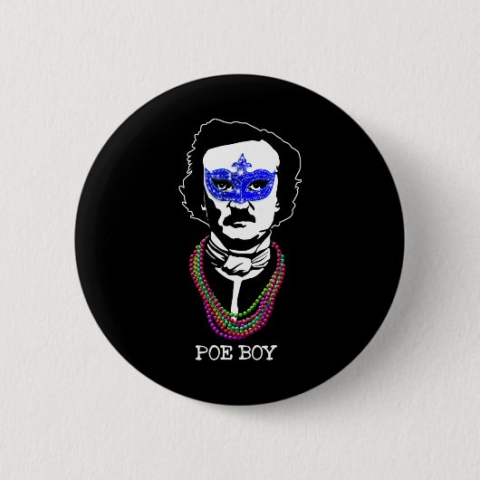 Grappig Edgar Allan Poe Mardi Gras Mashup 1 Ronde Button 5,7 Cm (Voorkant)