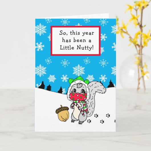 Grappig eekhoorn notig jaar, Kerstmis Kaart (Gele Bloem)