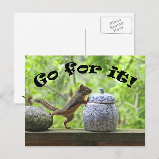 Grappig eekhoorntje Afbeelding ~ Ga ervoor! Briefkaart (Voorkant / Achterkant)