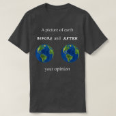 Grappig een Afbeelding Aarde voor en na je Opi T-shirt (Design voorkant)
