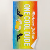 Grappig Een Cool Dude Met Naam Op Grunge Strandlaken (Voorkant)