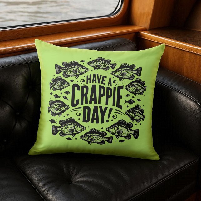 Grappig Een Crappie Dag Gevist Kussen (Funny Have a Crappie Day Throw Pillow Cover Photo)