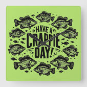 Grappig Een Crappie Dag Gevist Vierkante Klok (Voorkant)