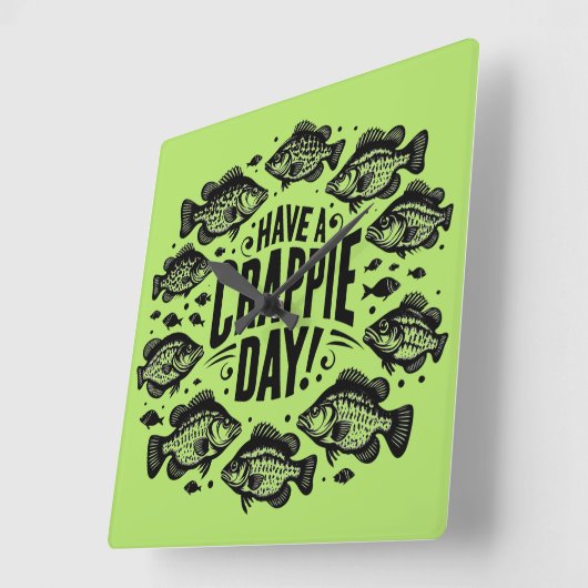 Grappig Een Crappie Dag Gevist Vierkante Klok (Hoek)