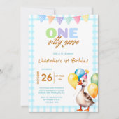 Grappig Een Gekke Goose Blue Boy 1e Verjaardag Kaart (Voorkant)