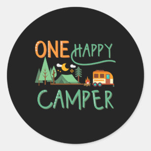 Grappig Een Gelukkige Camper Zomervakantie Matchin Ronde Sticker