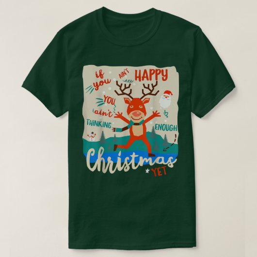 Grappig een gelukkige rendier in de kerstgeest t-shirt (Design voorkant)