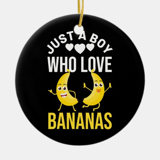Grappig een jongen die van bananen houdt keramisch ornament (Voorkant)