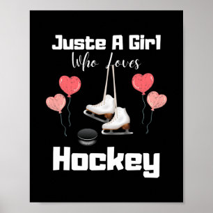 Grappig een meisje dat van Hockey Cute Hockey houd Poster