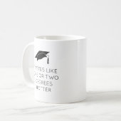 Grappig, een of twee graden heter afstuderen koffiemok (Voorkant links)
