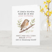 Grappig Een Vogeltje Vertelde Me Dat Het Je Verjaa Kaart (Gele Bloem)