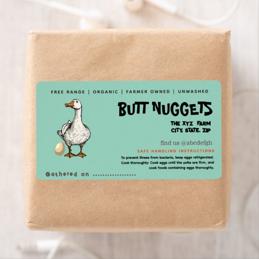 Grappig Eend Butt Nuggets Ei Karton Label (Insitu)