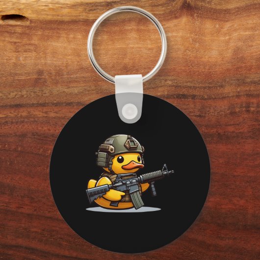 Grappig Eend Tactische Rubber Eend Militair Geel D Sleutelhanger (Voorkant)