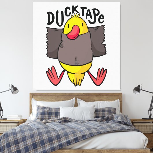 Grappig Eend Tape Canvas Afdruk (Insitu (Slaapkamer))