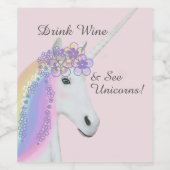 Grappig Eenhoorn Roze Wijn Label Wijn Etiket (Enkel label)