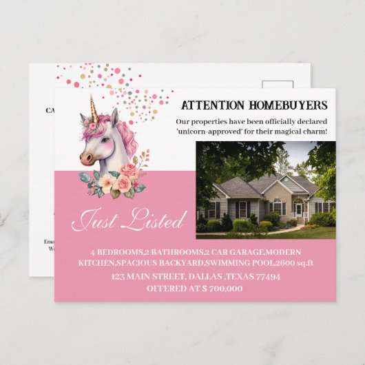 Grappig eenhoorn thema net vermeld ONROEREND GOED Briefkaart (Voorkant / Achterkant)