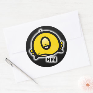 Grappig Eenoogig Cartoon “Meh” Ronde Sticker