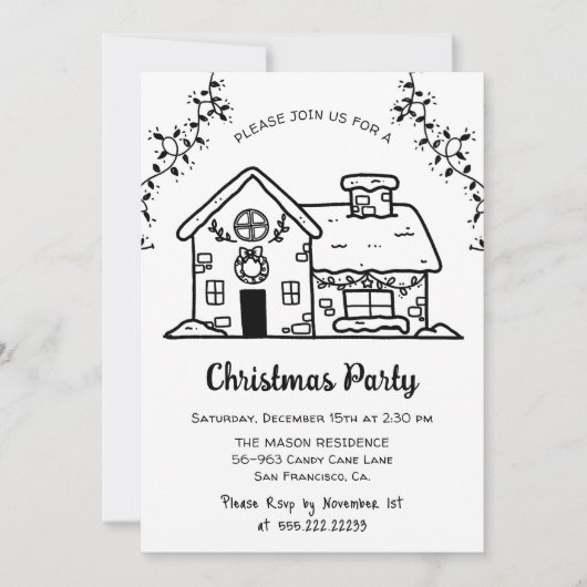 Grappig Eenvoudig Gingerbread House Kerstfeest Kaart (Voorkant)