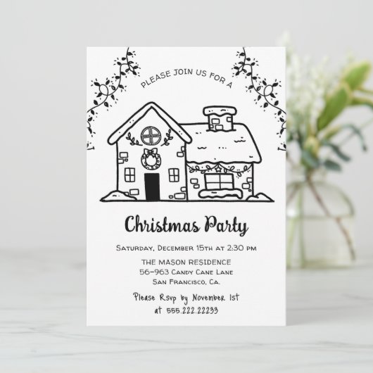 Grappig Eenvoudig Gingerbread House Kerstfeest Kaart (Staand voorkant)