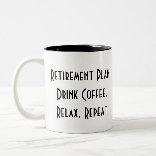 Grappig eenvoudig pensioen tweekleurige koffiemok (Links)