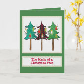 Grappig eenvoudige Cartoon kerstboom Kaart (Gele Bloem)