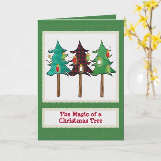 Grappig eenvoudige Cartoon kerstboom Kaart (Gele Bloem)