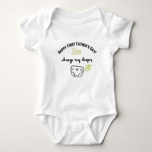 Grappig Eerste Vaderdag Baby Bodysuit (Voorkant)