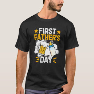 Grappig Eerste Vaderdag Bier Melk Papa Joke T-shirt