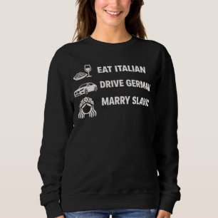 Grappig Eet Italiaans Rijdt Duits Trouwt Slavisch Trui