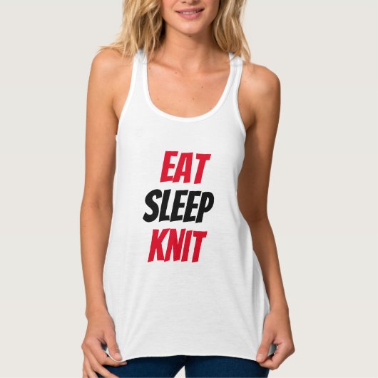 Grappig! Eet slaap gebreide Tanktop (Voorkant)
