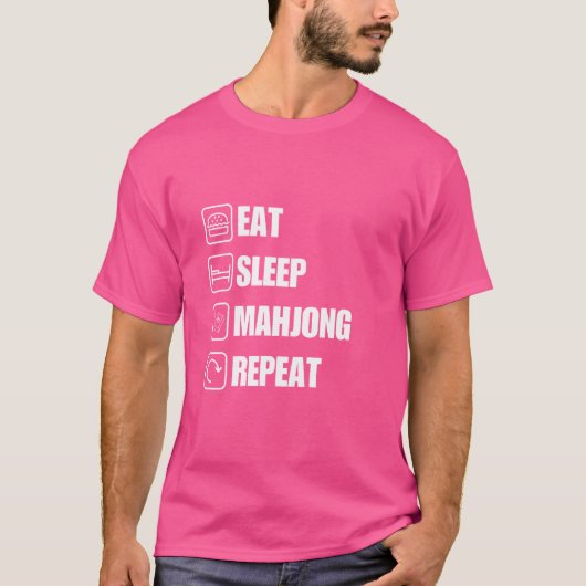 Grappig Eet Slaap Mahjong Herhaal T-shirt (Voorkant)