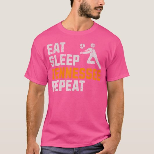 Grappig Eet Slaap Tennessee Herhaal Vrijwilliger S T-shirt (Voorkant)