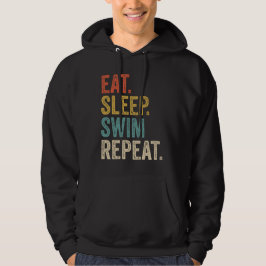 Grappig Eet Slaap Zwemmen Herhaal Zwemmen Zwemmen Hoodie