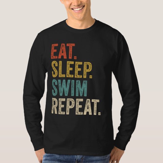 Grappig Eet Slaap Zwemmen Herhaal Zwemmen Zwemmen T-shirt (Voorkant)