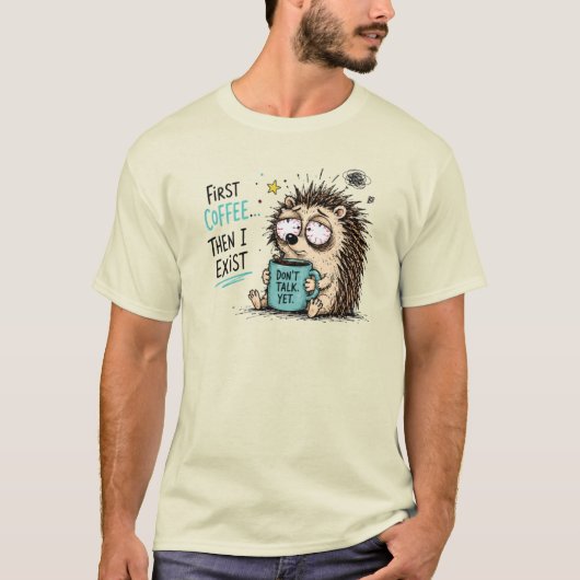 Grappig Egel Koffie Liefhebber Design T-shirt (Voorkant)