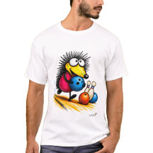 Grappig Egeltje Bowling Cartoon T-Shirt