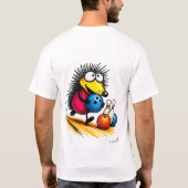 Grappig Egeltje Bowling Cartoon T-Shirt (Achterkant)