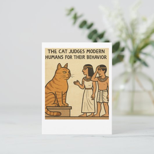 Grappig Egyptisch Kattenrechter Briefkaart (Staand voorkant)