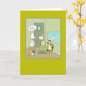 Grappig ei en kip die voor het eerst gelukkig jari kaart (Gele Bloem)