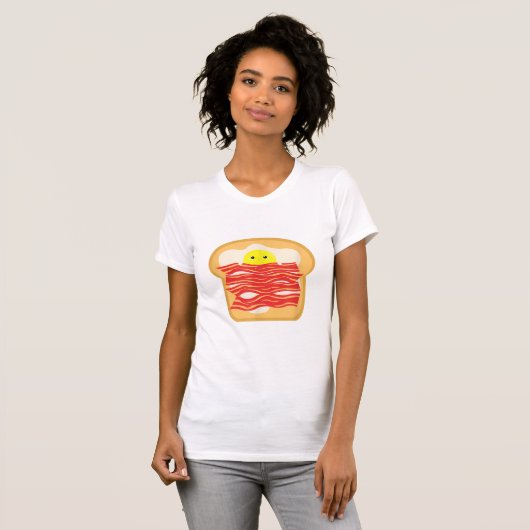 Grappig Ei In Een Bacon Toast Bed T-Shirt - Eten B (Voorkant volledig)