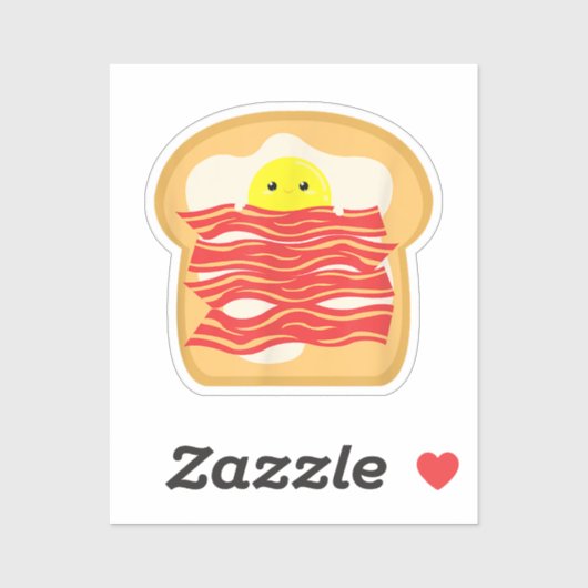 Grappig Ei In Een Bacon Toast Bed T-Shirt - Eten B Sticker (Vel)