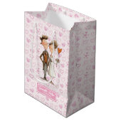 Grappig Eigenzinnig Trouwpaar Gift Bag Custom Naam Medium Cadeauzakje (Voorkant Gekanteld)